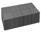 Mapleyard 216 PCS Plastic Interlocking Deck Patio Tiles - 12" x 12" Anti-Slip Waterproof Outdoor Flooring, Balcony Floor Decking for Poolside & Backyard, All Weather Use, Grey, Diagonal