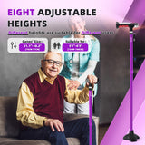 BigAlex Folding Walking Cane with Two Led Lights for Elderly Solid Base Adjustable Walking Stick with Carrying Bag for Men Women