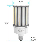 LUXRITE 80W/100W/120W LED Corn Light Bulb, 400W HID Equivalent, 3 CCT 3000K-5000K, Up to 17500 Lumens, Enclosed Fixture Rated, 100-277V, E39 Mogul Base - Street Light High Bay Indoor Outdoor 2-Pack