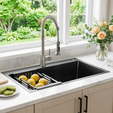 30 Inch Drop in Kitchen Sink, Nano Coating Stainless Steel Topmount Sinks 18 Gauge Modern(Black, 30"x18")