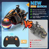 iappadore Remote Control Motorcycle with RGB Lights & Exclusive Side Glide | Ready-to-Play with 2 Batteries | 2.4GHz RC Stunt Bike Gift for Kids 5-12