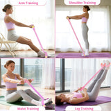 Pedal Resistance Bands with Handles, Upgrade 6-Tubes Manual Tension Training Pedal, Natural Rubber Foot Pedal Resistance Bands (Pink)