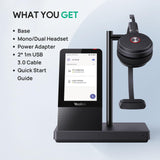 Wireless Headset with 4" Screen, DECT Headset for Zoom Skype Certified, Bluetooth Headset with 525ft Range, Full-Duplex Speaker, 13h Call Time, Office Yealink