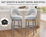 Mapleyard 30 Inch Swivel Upholstered Velvet Bar Stools Set of 6, Sage Grey