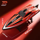 BEZGAR RC Boat, 16 inch Big Brushless Remote Control Boat for Adults and Kids, 55 KPH Large Fast RC Speed Boats with 2000mAh Battery, Ideal Waterproof Toy Boats for Lakes - HJ818PRO Red (Pack of 2)