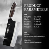 ZHANG XIAO QUAN Professional Meat Cleaver Knife Damascus Steel, Heavy Duty Kitchen Knife with Ultra Sharp Blade, Comfortable Ergonomic Wooden Handle(Black)
