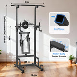 RELIFE REBUILD YOUR LIFE Power Tower Pull Up Bar Station Workout Dip Station for Home Gym Strength Training Fitness Equipment (Black-01)