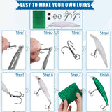 342pcs Unpainted Fishing Lures Making Kit DIY Blank Lures Crankbaits Minnow Hard Bait Set with Treble Hooks, Split Rings, Lure Eyes, Lure Stickers Lure Making Supplies Make Your Own Fishing Lures JSHANMEI