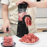 LHS Manual Meat Grinder with Stainless Steel Blades Heavy Duty Powerful Suction Base for Home Use Fast and Effortless for All Meats-Black