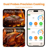 Grebilux Wireless Meat Thermometer with 2 Color-Coded Probes, ±1.8℉ Accuracy, IP67 Waterproof, App Control & Real-Time Monitoring, Two-Way Alerts