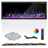 Kucreiheat 50 Inch Electric Fireplace Aluminum Frame-Ultra Silm Fireplace Recessed/Wall Mount