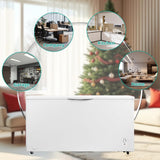 SMETA Chest Freezer 14 Cu. Ft, Deep Freezer Chest with Removable Basket, 4 Wheels, Adjustable Thermostat, Energy Efficient, Low Noise, Fast Freezing Ideal for Garage, Kitchen, Office, Basement