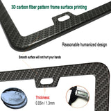 BGMVFK Black Carbon Fiber License Plate Frame- Rust Proof Aluminum Slim Car Tag Holder, Heavy Duty Plate Mount Kit- Screws, Caps Cover, Rattle Proof Pads, 2 Pack for Front & Rear