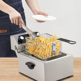 Electric Deep Fryer Stainless Steel with Basket and Lid - 10.56 QT/10 L Capacity, 1800 Watts, 120V Countertop Fryer for Home Kitchen and Restaurant