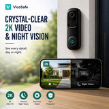 VicoHome DB1 Doorbell Camera Wireless & Ring Chime - 2K HD Ring Camera with 2-Way Audio, Motion Detection, Package Detection, Built-in Siren, Night Vision, Compatible with Alexa & Google Home