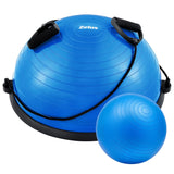 ZELUS Balance Ball Trainer with Resistance Bands and Foot Pump, Inflatable Yoga Ball for Home Gym Workouts, 23 Inch Exercise Half Ball for Balance Training Core Strength Fitness More, 330lb Cap