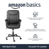 Padded Mid-Back Height Adjustable Office Computer Desk Chair with Armrest, 26"D x 23.75"W x 42"H, Black Amazon Basics