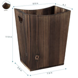 ETELI Wood Waste Basket Small Trash Can for Office Rectangular Trash Can Decorative with 2 Handles for Bathroom Bedroom Kitchen Hotel (Brown)