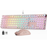 Sablute Wireless Mechanical Keyboard and Mouse Combo, RGB Backlit, KM81