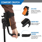 Carehofu 3-Angle Adjustable Forearm Crutches for Adults - Ergonomic Non-Slip Handles with EVA Elbow Support, Foldable Arm Crutches Forearm for Leg Injury, Surgery Recovery, Disabled (Single Unit)