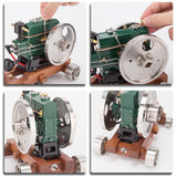 MechPuConToy Engine Model Kit That Runs, 1/8 Scale 3.6CC Mini Vintage Single Cylinder Four-Stroke Diesel Engine with Two Flywheels