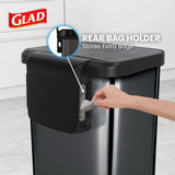 Glad Stainless Steel Step Trash Can, Large Metal Kitchen Garbage Bin with Soft Close Lid, 20 Gallon