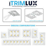 LUXRITE 2 Inch Square Trimless LED Recessed Light, 5CCT Selectable 2700K-5000K, Interlocking Module, 8W, 600LM, Dimmable Ceiling Spotlight, Wet Rated, IC Rated, ETL Listed (6 Pack)