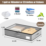 EE-RoomWorld Under Bed Storage with Wheels, No Assemble Required 5.5 inches height grey under bed storage bins,Low Profile Rolling Underbed Shoe Storage containers，dorm underbed storage drawers