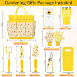 Gardening Gifts for Women, Gardening Tools for Women, 9 PCS Sunflower Garden Tools Set Kit with Garden Tool Bag, Yellow