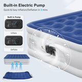 Vendricasa Full Air Mattress with Built in Pump, 18" Raised Inflatable Mattress, Self Inflating Blow Up Bed, Comfort Portable Air Bed with Carry Bag for Camping, Home, Guests, Travel 650 lbs Max