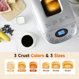Davivy Bread Maker Machine with 2 Dough Kneading Paddles,15-in-1 Automatic Large Capacity Bread Machine Nonstick Bowl For Bread, Jam& Yogurt, 3 Loaf Sizes and 3 crust settings, 3.5LB, includes gloves