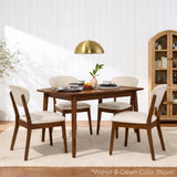 Best Choice Products Wooden Dining Chairs, Wood Mid-Century Modern Upholstered Side Chairs, Farmhouse Cushioned Dining Chairs Set of 4 for Dining Room - Walnut/Olive