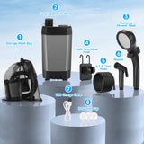 vignuto Portable Shower for Camping, Rechargeable Camping Shower kit with LED Display of Battery Level and Temperature, Lasting-150 Mins, Suitable for Outdoor Shower, Pet Bath, Car Washing