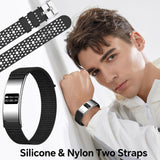 CNBRO Smart Bracelet Ultra Thin Fitness Tracker for Women Men Slim Health Band Sleep Heart Rate Monitor Pedometer Step Counter Lightweight Ladies Wearable Activity Tracker, Silicone & Nylon Strap
