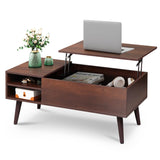 WLIVE Lift Top Coffee Table with Hidden Storage, Adjustable Shelf, Espresso