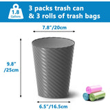 Lysam Bathroom Trash Can 8 Pack, 1.8 Gallon Small Trash Can with Trash Bags