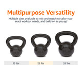 Amazon Basics Cast Iron Kettlebell for Strength Training, Wide Handle with Comfortable Grip, 35 Pounds, Black