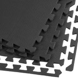 Xspec 3/8" Thick 100 sq. ft. (25 pcs) Gym EVA Foam Floor Mats (24" x 24") | T Pattern, Black Xspec