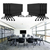 Folding Conference Table for 8 People, Flip Top Thicken Grey Tabletop, BlackWoodGrain Meeting Desk for Conference Rooms Offices (61.0")