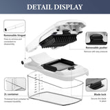 Ourokhome Chopper Vegetable Cutter with Container, Manual Hand Food Onion Dicer with 2 Chopping Blades (2 in 1, White)