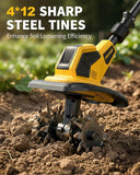 21V Cordless Tiller Cultivator, Battery Powered Tiller for Gardening with 2 x 3.0Ah Batteries & Charger, 9" Width, 6.7" Depth, Lightweight Rototiller for Raised Beds and Soil Preparation