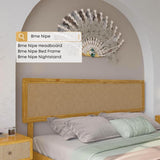 Bme Nipe 14 Inch Bohemian Bed Frame with Adjustable Woven Headboard - Rustic & Vintage Unique Style with Acacia Wood - No Box Spring Needed - Easy Assembly - Full, Natural