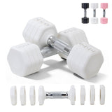 Adjustable Dumbbell Set of 2 Total 20 Lbs 4-in-1 Each 4lb 6lb 8lb 10lb 1s-Adjust Dual-Stable Free Weights for Women Men Home Gym Outdoor Workouts (White [20LBS Total])
