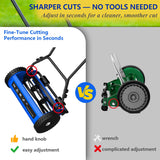 Lawnworld 14-Inch Reel Lawn Mower with Tool-Free Blade Adjustment, 5-Blade Manual Push Lawn Mower, 5-Position Height Adjustable Hand Push Reel Mower for Small Yards
