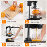 OSTBA Cast Iron Manual Juicer Hand Press, Commercial Grade Citrus Juicer, Stainless Steel Lemon squeezer for Orange, Lemon, Lime, Pomegranate with Stainless Steel Cup