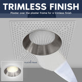 LUXRITE 4-Inch LED Trimless Recessed Spotlight with Nickel Reflector Trim Replacement 25W, 2000LM, 5CCT, 38° Beam Angle, Dimmable, Push-n-Lock, CRI90, Damp & IC Rated, ETL White + Nickel (4 Pack)