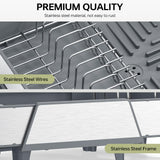 Urackify Large Dish Drying Rack - Triple Expandable Dish Rack for Kitchen Counter, Stainless Steel Sink Organization and Storage Essentials with Utensil & Pans Holder for Home and Appartment, Gray