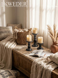 Inweder Wood Pillar Candle Holder: 3Pcs Rustic Black Candle Holders for Pillar Candles Wood Candle Holders Distressed Wooden Farmhouse Candle Holder Large Rustic Candle Holder for Fireplace Table