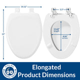 Mayfair Linden Slow Close Toilet Seat, Non Slip Heavy Duty Wood, Easy Install, Made in USA, Elongated, White, 4 Pack