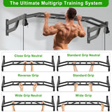 SELEWARE 48" Wall Mount Pull Up Bar with Pulley System, Heavy Duty Multi-Grip Chin Up Bar for Home Gym, 500 lbs Capacity, Fits 16" & 24" Wood Studs, Upper Body Workout Equipment for Strength Training